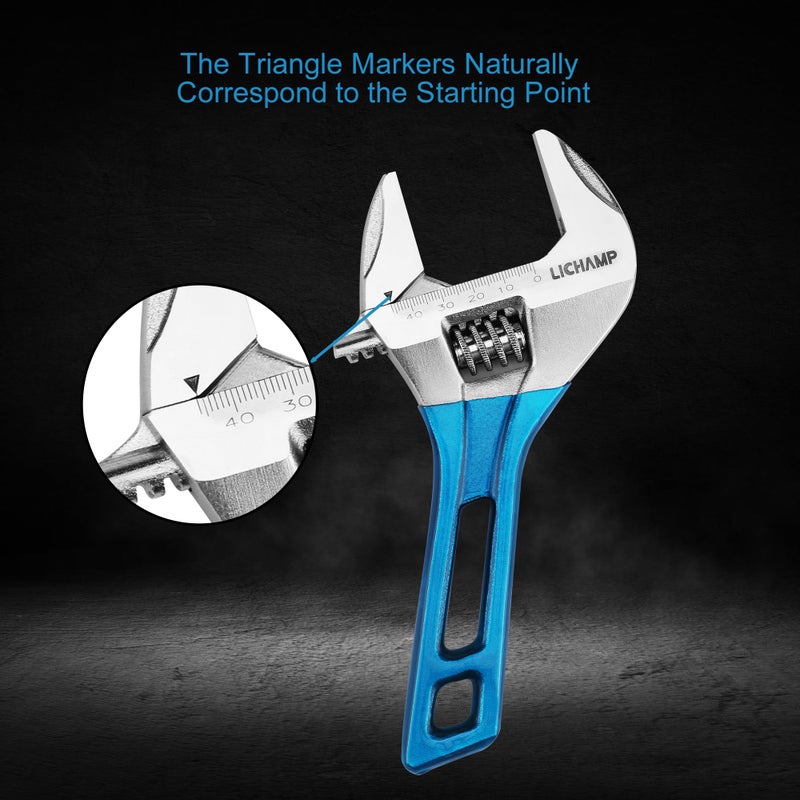 Lichamp 8-Inch Stubby Adjustable Wrench with 44 mm Wide Jaw Opening for Plumbing Automotive and Industry Tight Spaces Work - Image 4